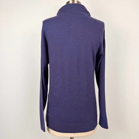 Olsen Women’s Snap Button Mock Neck Sweater Size 4 XS Blue Soft New - Picture 7 of 14